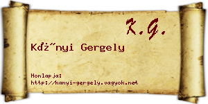 Kányi Gergely névjegykártya